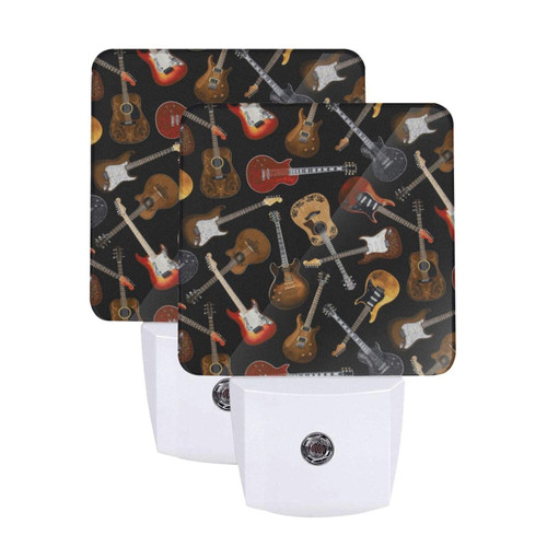 QQLADY Guitars LED Night Lights 2 Pack Plug in Night Light Dusk to Dawn Sensor Night Lamp Auto-On/Off Plug into Wall Nightlights for Adults Kids Room Bedroom Bathroom Decor