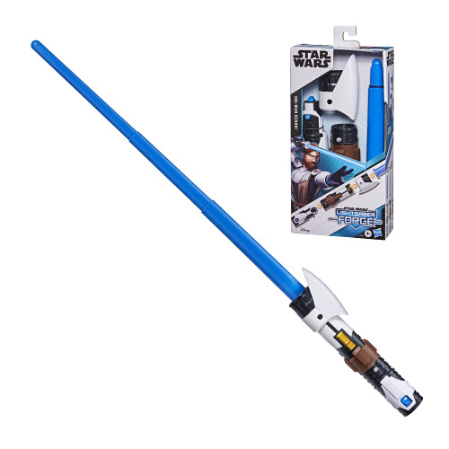 STAR WARS Lightsaber Forge OBI-Wan Kenobi Extendable Blue Lightsaber Toy, Customizable Roleplay Toy for Kids Ages 4 and Up