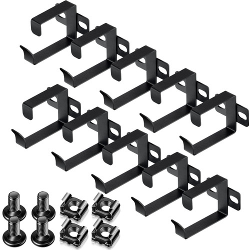 10 Pieces Server Rack Cable Management D Ring Hooks Cable Hooks Black Cable Management Rack Wire Organizer Cable Organizers Vertical Rack Mount Server Rack Accessories for Network Cables Fiber Optic