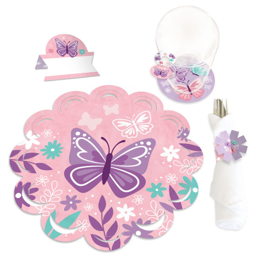 Big Dot of Happiness Beautiful Butterfly - Floral Baby Shower or Birthday Party Paper Charger and Table Decorations - Chargerific Kit - Place Setting for 8 Big Dot of Happiness Beautiful Butterfly - Floral Baby Shower or Birthday Party Paper Charger and Table Decorations - Chargerific Kit - Place Setting for 8