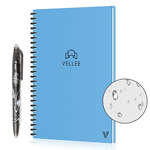 Reusable Smart Erasable Notebook, Heat Wet Erase, Waterproof, Wirebound Notebook, Spiral Notebook, Wide Ruled Paper, Dot Grid Paper, Blank Paper, Erasable Pen, Cloud Storage, 90 Pages, A5, Blue