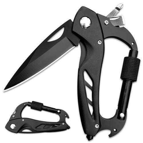 Joycube Multitool Carabiner with Folding Pocket Knife, Bottle Opener, Window Glass Breaker and Screwdriver, EDC Keychain Clip, Tactical Knives Survival Gear for Men Outdoor Camping Joycube Multitool Carabiner with Folding Pocket Knife, Bottle Opener, Window Glass Breaker and Screwdriver, EDC Keychain Clip, Tactical Knives Survival Gear for Men Outdoor Camping