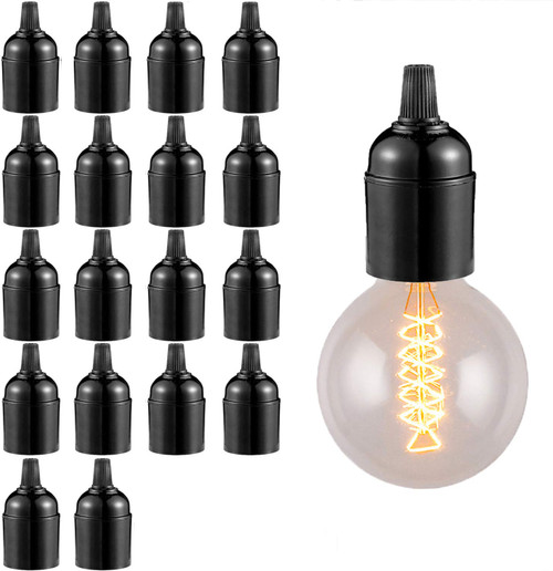 Mornajina 18Packs E27 E26 Light Socket, Lamp Holder Light Socket, Replacement Lamp Socket, Light Bulb Socket, Edison Retro Pendant Lamp Holder, Medium Screw-in Lamp Socket for Edison Bulb (#403)