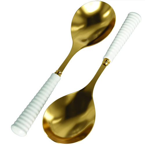 Portmeirion Sophie Conran Gold Salad Server Set | 2-Piece Flatware Serving Utensil Set | 10-Inch | Stainless Steel | Matching Mixing Spoons | Kitchen Cooking Utensil