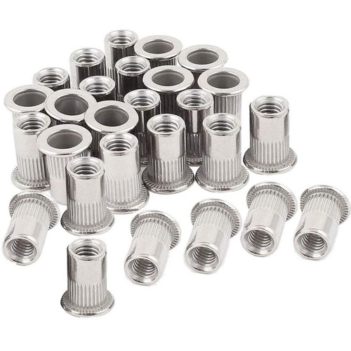 40pcs M6 Rivet Nuts Stainless Steel Threaded Rivet Insert Nuts Rivnuts Nutsert M6-1.0mm