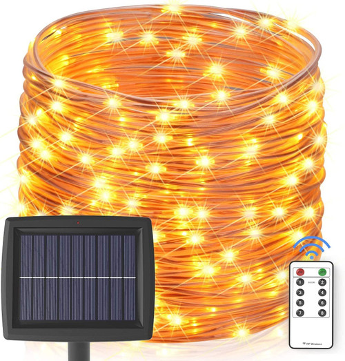 iCakper Solar String Lights, 72FT Outdoor Real Waterproof Rope Lights with Remote, 8 Modes 200LEDS, Solar Fairy Lights for Garden Patio Tree Party Wedding