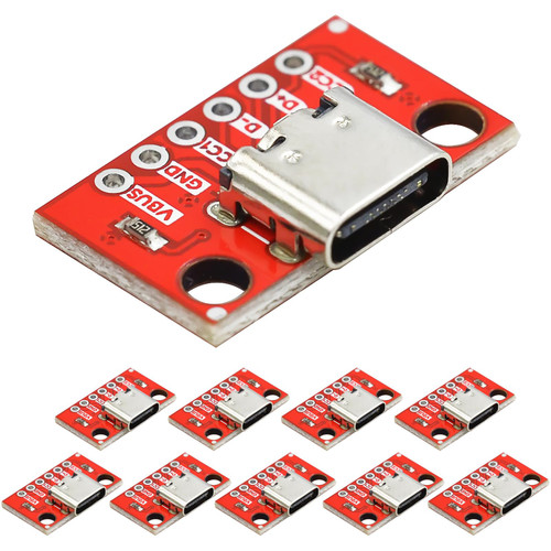 Cermant 10pcs Type C Breakout Board Serial Basic Breakout Female Connector Type 16P PCB Converter Board
