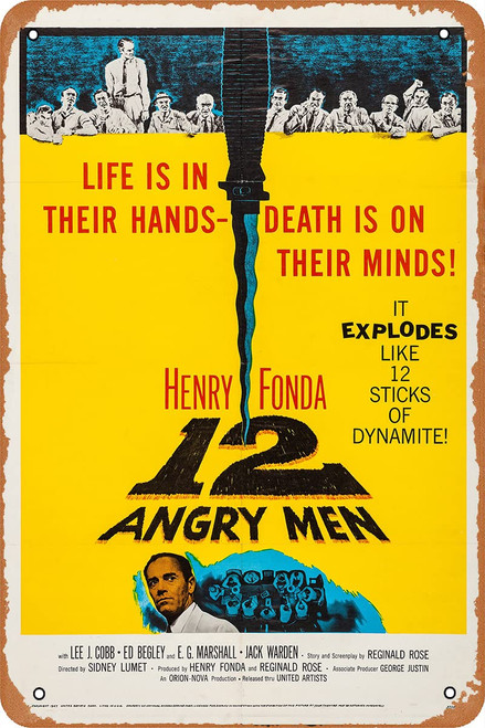 Vintage Movie Tin Sign 12 Angry Men 1957 Movie Poster Retro Metal Tin Sign Wall Decor 7.8 X 11.8 inch