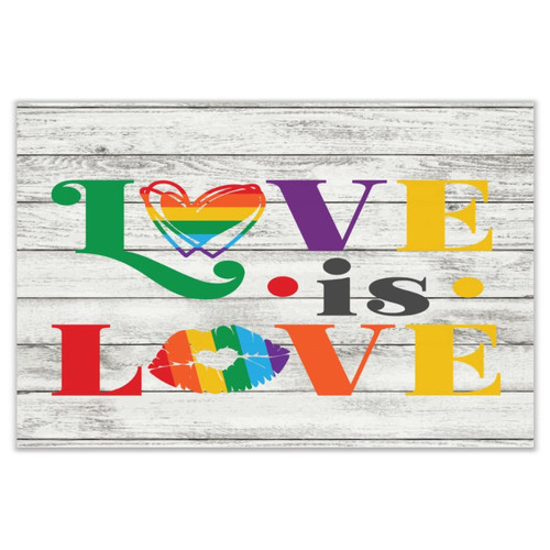 Autravelco Farmhouse Established Wood Sign Love Is Love Decorative Wood Plaque Sign Quote Rustic Rainbow Pride Parades Wall Decor Signs for Kitchen Mantel 12x18 Inch