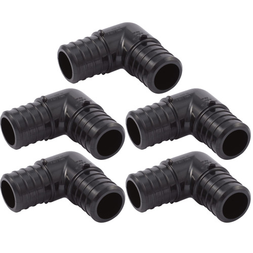 SharkBite 1 Inch Poly Crimp 90 Degree Elbow, Pack of 5, PEX Pipe, PE-RT, UP260A5