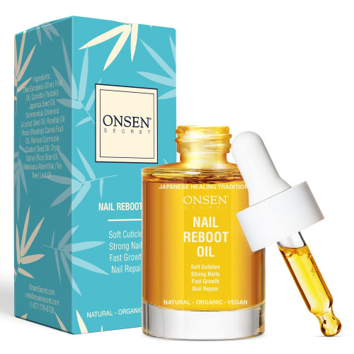 Organic Cuticle Oil for Nails - USA Made - Japanese Nail Oil Treatment for Damaged Nails - Natural Nail Care & Cuticle Repair - Visible Results For Perfect Nails - Nail Reboot Oil 30ml by Onsen