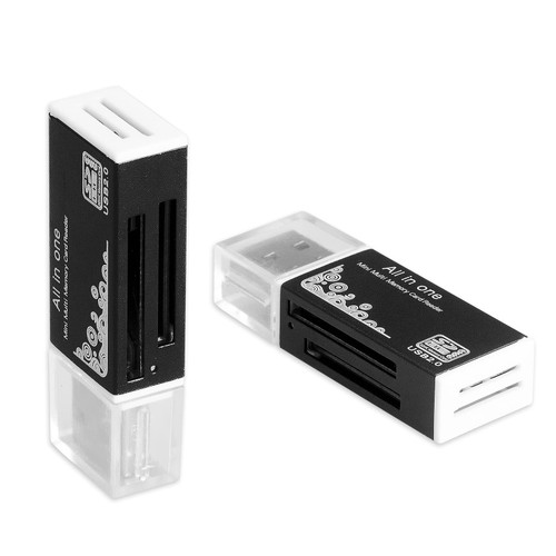 USB SD Card Reader for PC, 2 Pack Micro SD Card to USB Adapter, Card Reader for Camera Memory Card Reader, Wansurs 5 in 1 Card Reader for Laptop (2 Pack Black)