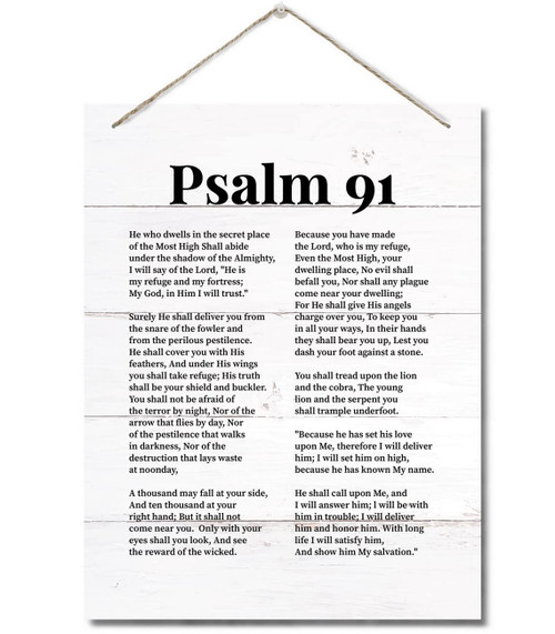 Psalms 91 Christian Inspirational Quote Decor Sign, Spiritual Wall Decor Sign, Hanging Printed Wall Plaque Wood Signs, Home Office Decor, Inspirational Christian Family Home or Office Decor 10X7.8inch