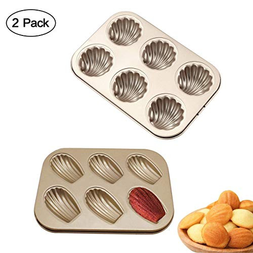 6-Cavity Madeline Pan, Heyeery Madeleine Pans Non-stick Shell-shaped Carbon Steel Madeleine Cake Pan, Madeleine Pan for Mini Cake Baking Making, 2 Pack 6-Cavity Madeline Pan, Heyeery Madeleine Pans Non-stick Shell-shaped Carbon Steel Madeleine Cake Pan, Madeleine Pan for Mini Cake Baking Making, 2 Pack