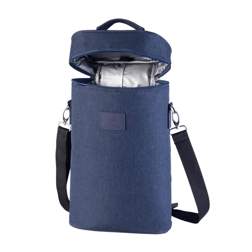 GIFORYA 2 Bottle Wine Bag, Wine Tote Carrier, Wine Cooler Bag for Picnic, Travel, BYOB Restaurant, Wine Gifts for Women, Blue