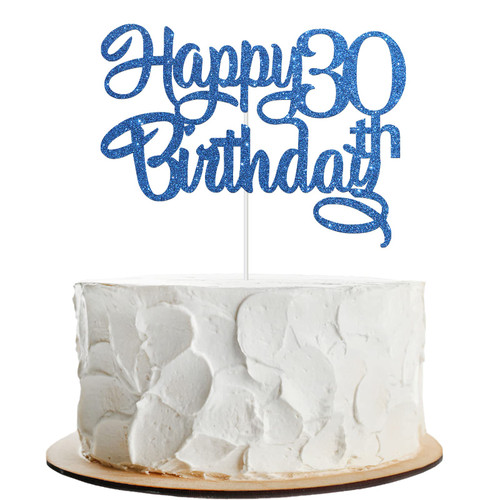 Dalaber Happy 30th Birthday Cake Topper, Cheers to 30 Years, 30 & Fabulous, Happy 30th Anniversary Birthday Party Decoration Supplies, 30th Theme Birthday Party Cake Decor - Blue Dalaber Happy 30th Birthday Cake Topper, Cheers to 30 Years, 30 & Fabulous, Happy 30th Anniversary Birthday Party Decoration Supplies, 30th Theme Birthday Party Cake Decor - Blue