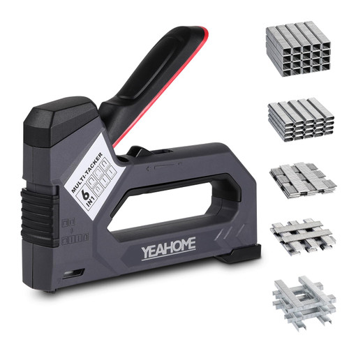 YEAHOME 6-in-1 Staple Gun Heavy Duty, Upholstery Manual Brad Nailer Power Adjustment Stapler Gun with 5000 Staples for Fixing Material, Wood, Crafts, Carpentry, Decoration DIY YEAHOME 6-in-1 Staple Gun Heavy Duty, Upholstery Manual Brad Nailer Power Adjustment Stapler Gun with 5000 Staples for Fixing Material, Wood, Crafts, Carpentry, Decoration DIY