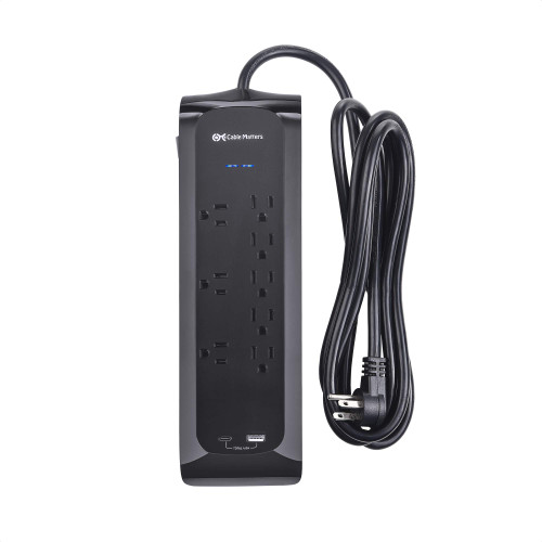 Cable Matters 8 Outlet Surge Protector Power Strip with USB and USB C Charging Ports - 1200 Joules Protection - 8 Foot Power Cord