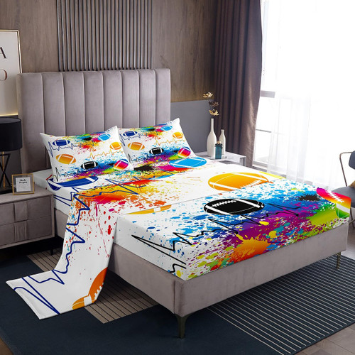 Feelyou Rugby Bed Set American Football Sports Sheet Set for Boys Girls Women Men Watercolor Football Bed Sheets Ball Games Decor Sheets Bedroom Collection 3Pcs Twin Size Feelyou Rugby Bed Set American Football Sports Sheet Set for Boys Girls Women Men Watercolor Football Bed Sheets Ball Games Decor Sheets Bedroom Collection 3Pcs Twin Size
