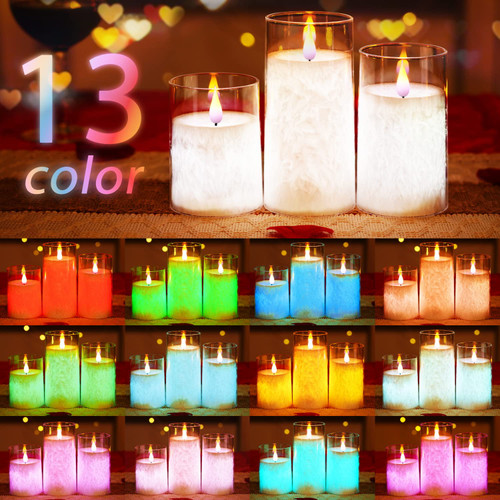Homemory Color Changing Flameless Candles, Battery Operated LED Pillar Candles, Fake Electric Candles with Remote Control and Timers, Set of 3 Homemory Color Changing Flameless Candles, Battery Operated LED Pillar Candles, Fake Electric Candles with Remote Control and Timers, Set of 3