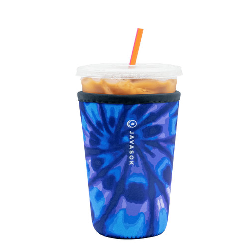 Sok It Java Sok Iced Coffee & Cold Soda Insulated Neoprene Cup Sleeve (Blue Tie Dye, Medium: 24-28oz)