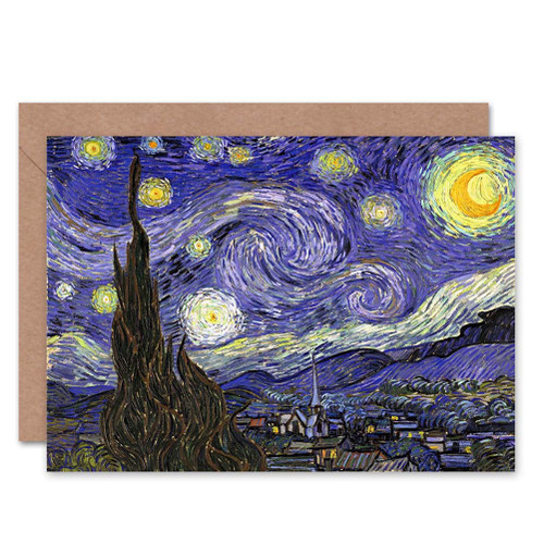 Wee Blue Coo Starry Night By Van Gogh Sealed Greeting Card Plus Envelope Blank inside
