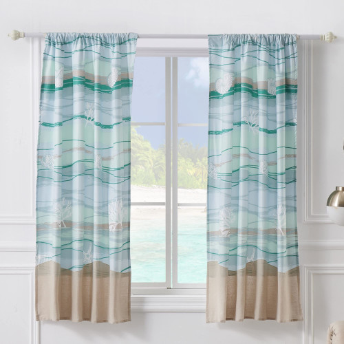 Greenland Home Maui Curtain Panels, 63-inch L, (Set of 2), Blue