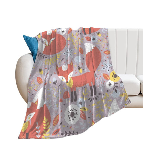 NAHAN Throw Blankets Flowers and Fox Fleece Blanket Breathable Flannel Blankets Warm Blanket for Bed Sofa Couch Chair Office NAHAN Throw Blankets Flowers and Fox Fleece Blanket Breathable Flannel Blankets Warm Blanket for Bed Sofa Couch Chair Office