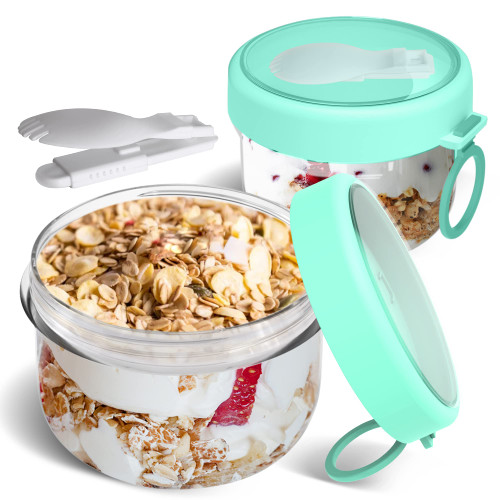 20oz Overnight Oats Containers with Lids,Oatmeal Container To Go with Lids and Spoon Leak-proof Overnight Oats Jars for Breakfast On The Go Cups (Cyan-Blue) 20oz Overnight Oats Containers with Lids,Oatmeal Container To Go with Lids and Spoon Leak-proof Overnight Oats Jars for Breakfast On The Go Cups (Cyan-Blue)