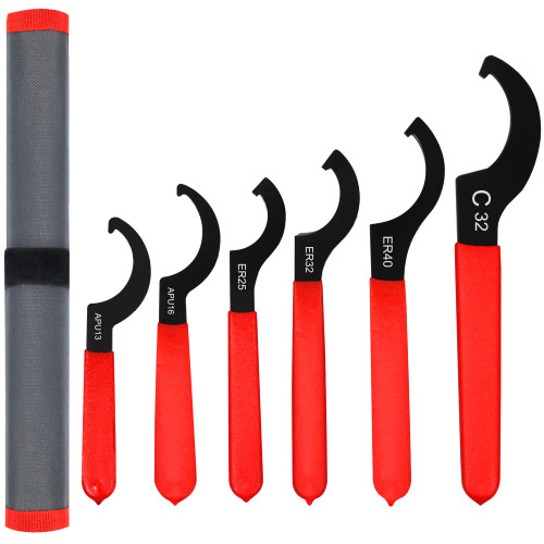 AutoWanderer Tool Universal Spanner Wrench Set 6Pcs Steel Adjustable Shock Wrench Coilover Spanner Motorcycle Coil Over Shock Adjustment Tool