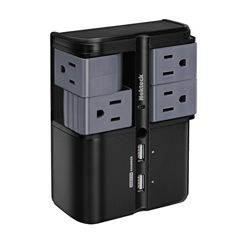 Nekteck [UL Listed] Surge Protector Wall Tap Adapter 4 Rotating Outlets Plug with Dual USB 2.4A Charging Ports,540 Joules Surge Suppressor for Travel or Home/Office Use