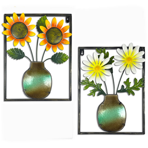 LIFFY Metal Flowers Wall Decor - 3D Metal Wall Art Decor - Framed Flower Wall Art - Hanging Metal Florals Wall Decor for Living Room Bedroom Office, Flower Gifts for Women (2Pack, 16inch) LIFFY Metal Flowers Wall Decor - 3D Metal Wall Art Decor - Framed Flower Wall Art - Hanging Metal Florals Wall Decor for Living Room Bedroom Office, Flower Gifts for Women (2Pack, 16inch)