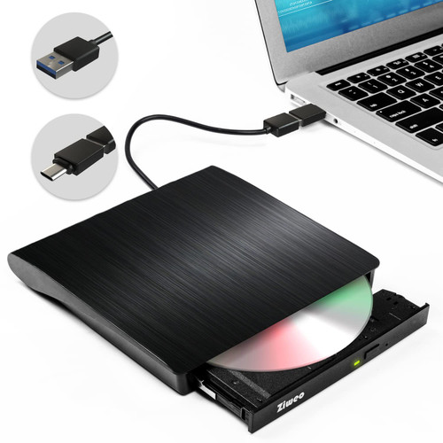 External DVD Drive USB 3.0 Type-C CD Burner Portable CD +/-RW Drive DVD Player for ROM Rewriter Burner Compatible with Laptop Desktop PC Windows MacBook Linux Mac OS