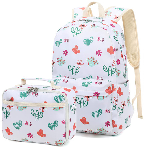 Bluboon Preschool Backpack Kids Girls Kindergarten Backpack With Lunch Box School Bookbags Set (Cactus Set)