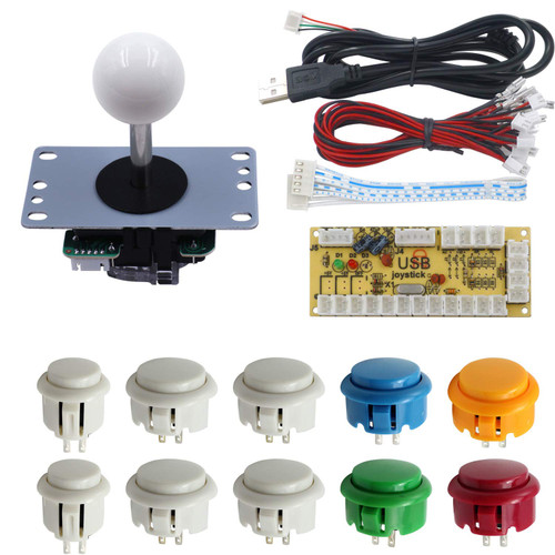 SJ@JX Arcade Game Controller Button Microswitch 8 Way Joystick Zero Delay USB Encoder Cable Stick DIY Kit for PC MAME Retropie Raspberry Pi