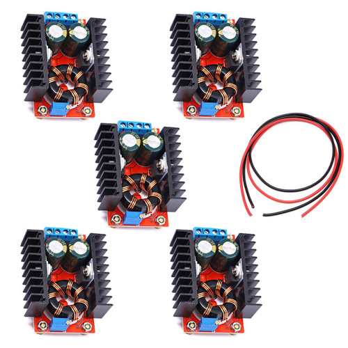 DAOKI 5Pack Step Up Boost Converter Module 150W DC-DC 10-32V to 12-35V Adjustable Power Voltage Regulator with 24AWG Wire