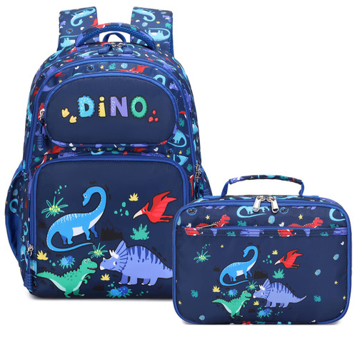 Meisohua School Backpack for Boys School Bag Dinosaur Backpack with Lunch Bag 2 in 1 Set School Bookbag Blue