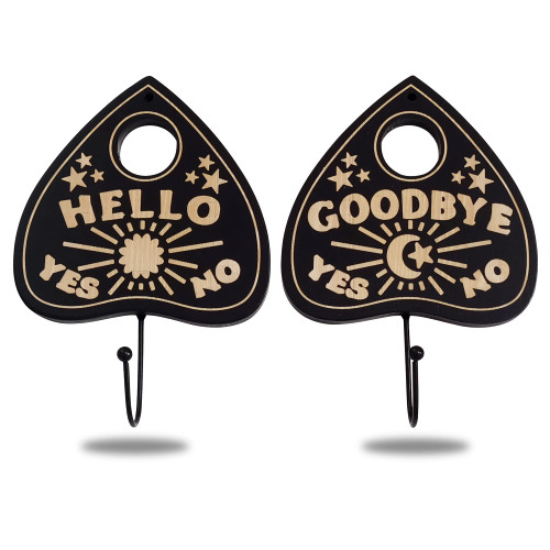 Ella & Emma Planchette Key Holder - Set of 2, Ouija Board Wall Decor, Planchette Wall Hooks, Goth Home Decor with Hook, Witch Decor, Gothic Decor, Key Organizer Decorations
