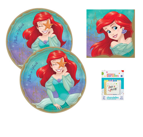 Amscan Disney Princess Ariel Birthday Party Tableware Kit Napkins, Plates Bundle, 16 Guests by Just Jazzle