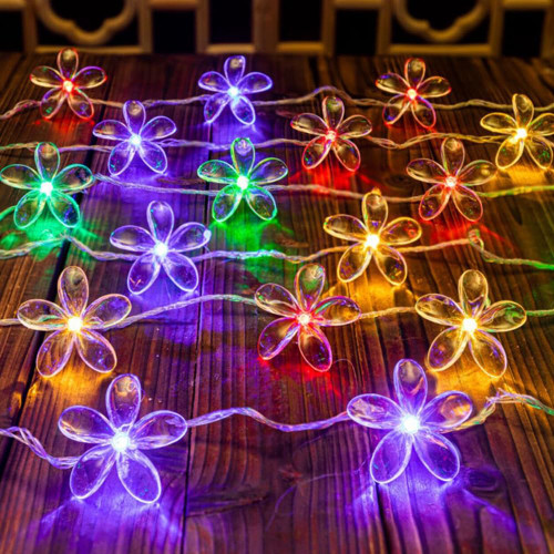 Fielegen 20 LED Cherry Blossom Flower String Lights 9.84FT Fairy Light Battery Powered String Lights Christmas Decorative Lights, Novelty Light for Home Bedroom Garden Wedding Party (Multicolor)