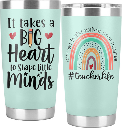 CURTIZON Back To School Teacher Gifts, Blue Teacher Tumbler Birthday Gifts from Students Appreciation Week, Retirement 20 Oz Cup