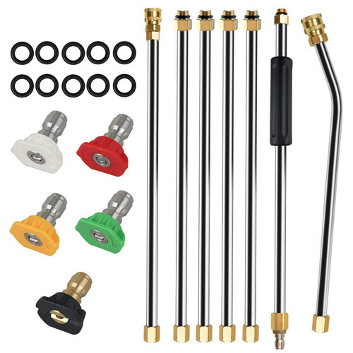 Kakalote Pressure Washer Extension Wand Set,7Pcs Pressure Washer Replacement Lance Tool Extension Wand Set with 5 Spray Nozzle,Power Washer Lance Wand,1/4" Quick Connect,4000 PSI(As Shown)