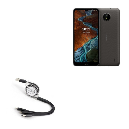 BoxWave Cable Compatible with Nokia C10 (Cable by BoxWave) - AllCharge miniSync, Retractable, Portable USB Cable for Nokia C10 - Jet Black