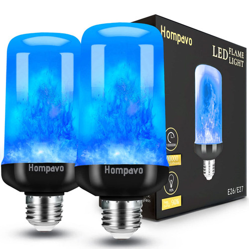 Hompavo ?Upgraded? LED Flame Light Bulbs, Purple Flickering Light Bulbs with Upside Down Effect, E26/E27 Base Flame Bulb for Halloween, Christmas, Party, Indoor and Outdoor Home Decoration (2 Pack)