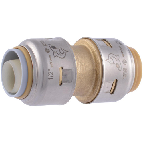 SharkBite Max 1/2 Inch Polybutylene Transition Coupling, Push to Connect Brass Plumbing Fitting, PEX Pipe, Copper, CPVC, PE-RT, HDPE, UR4008A