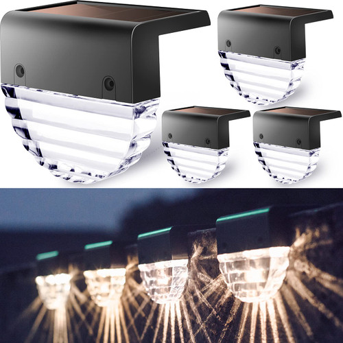 TIJNN Solar Deck Lights, Outdoor Lighting Backyard Decor Outside Step Lights Garden Post Fence - 4 Pack