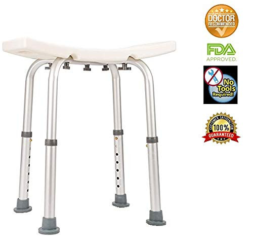 Healthline Trading Bath Bench Adjustable Height, Lightweight Compact and Small Chair for Shower, with Non-Slip Seat, White Healthline Trading Bath Bench Adjustable Height, Lightweight Compact and Small Chair for Shower, with Non-Slip Seat, White