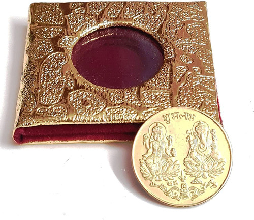 Billion Deals Laxmi Ganesh Golden Plated Lord Ganesha & Goddess Lakshmi Statue Coin for Diwali Deepawali Puja/Pooja Accessory with Beautiful Box