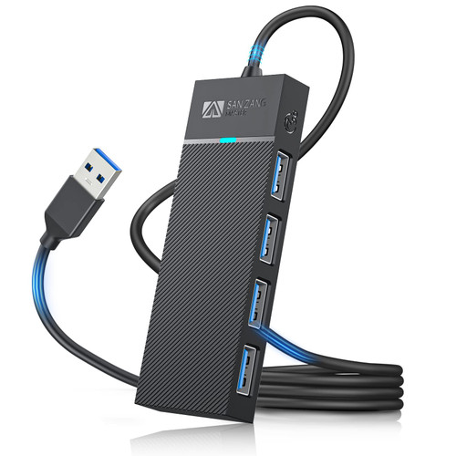 4 Port USB 3.0 Hub,Ultra-Slim USB Hub,USB Splitter,USB Extender for Laptop USB Multiport Adapter Multi USB Port Expander for MacBook Air Por Windows/Mac OS, Linux Flash Drive, Mobile HDD(3.2FT/1M)