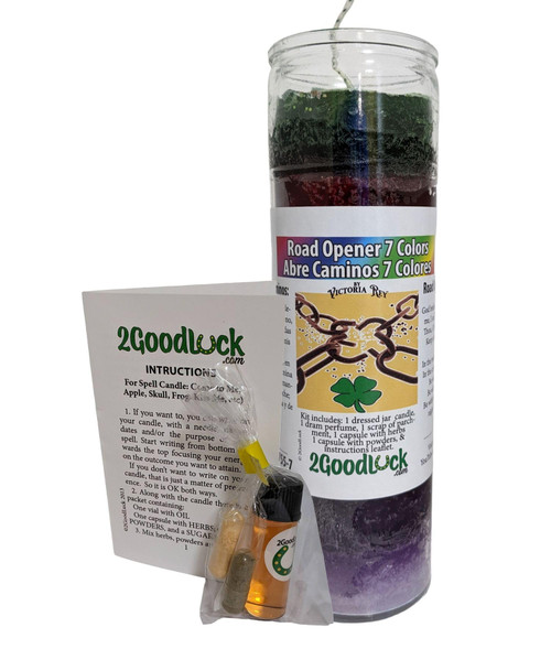 Road Opener 7 Colors Dressed Candle Kit - Veladora Preparada Abre Caminos 7 Colores Road Opener 7 Colors Dressed Candle Kit - Veladora Preparada Abre Caminos 7 Colores